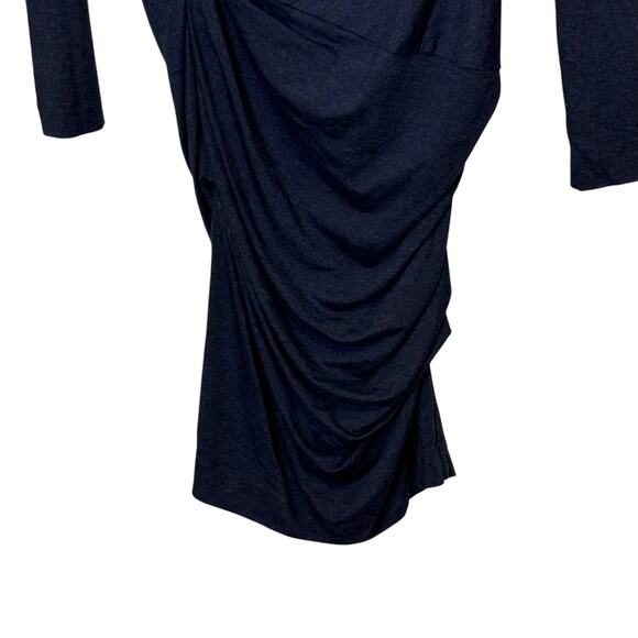 Nicole Miller Studio Made in the USA Blue Size Medium Faux Wrap Ruched Dress - Picture 5 of 8